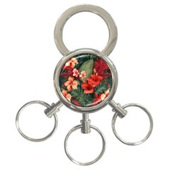 Tropical Flower Bloom 3-ring Key Chain