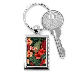 Tropical Flower Bloom Key Chain (rectangle)