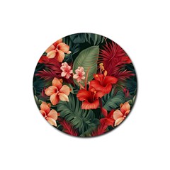 Tropical Flower Bloom Rubber Coaster (round) by Maspions