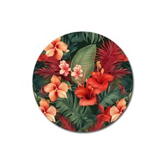 Tropical Flower Bloom Magnet 3  (round)