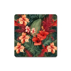 Tropical Flower Bloom Square Magnet