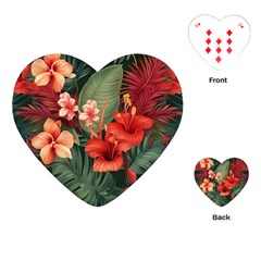 Tropical Flower Bloom Playing Cards Single Design (heart)