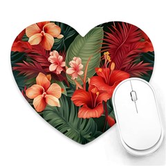 Tropical Flower Bloom Heart Mousepad