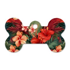 Tropical Flower Bloom Dog Tag Bone (two Sides)