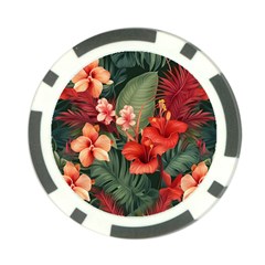 Tropical Flower Bloom Poker Chip Card Guard