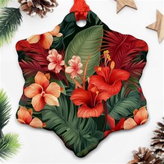 Tropical Flower Bloom Snowflake Ornament (two Sides)