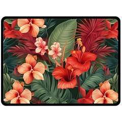 Tropical Flower Bloom Two Sides Fleece Blanket (large) by Maspions