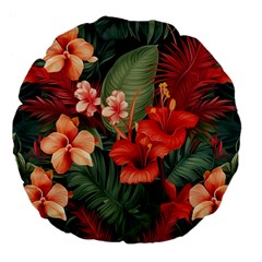 Tropical Flower Bloom Large 18  Premium Flano Round Cushions