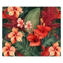 Tropical Flower Bloom Two Sides Premium Plush Fleece Blanket (kids Size)