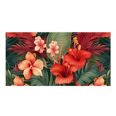 Tropical Flower Bloom Satin Shawl 45  X 80 