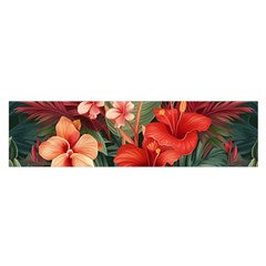 Tropical Flower Bloom Oblong Satin Scarf (16  X 60 )