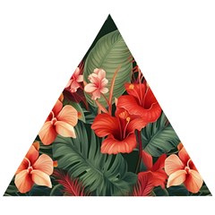 Tropical Flower Bloom Wooden Puzzle Triangle