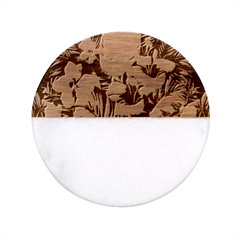 Tropical Flower Bloom Classic Marble Wood Coaster (round) 