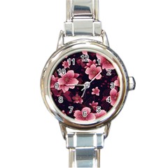 Flower Sakura Bloom Round Italian Charm Watch