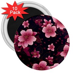 Flower Sakura Bloom 3  Magnets (10 Pack)  by Maspions