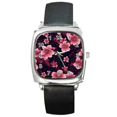 Flower Sakura Bloom Square Metal Watch by Maspions