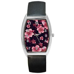 Flower Sakura Bloom Barrel Style Metal Watch