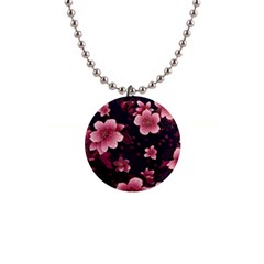 Flower Sakura Bloom 1  Button Necklace