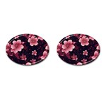 Flower Sakura Bloom Cufflinks (Oval) Front(Pair)