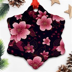 Flower Sakura Bloom Snowflake Ornament (two Sides) by Maspions