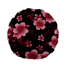 Flower Sakura Bloom Standard 15  Premium Flano Round Cushions