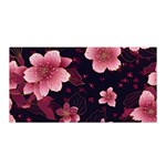 Flower Sakura Bloom Satin Wrap 35  x 70  Front