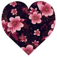 Flower Sakura Bloom Wooden Puzzle Heart