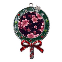 Flower Sakura Bloom Metal X mas Lollipop With Crystal Ornament by Maspions