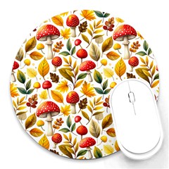 Mushroom Autumn Fall Round Mousepad