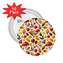 Mushroom Autumn Fall 2 25  Buttons (10 Pack) 