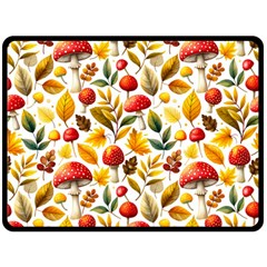 Mushroom Autumn Fall Fleece Blanket (large)