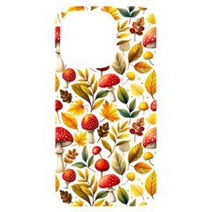 Mushroom Autumn Fall Iphone 14 Pro Black Uv Print Case by Maspions