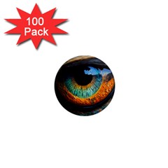 Eye Bird Feathers Vibrant 1  Mini Magnets (100 Pack) 