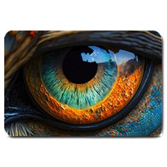 Eye Bird Feathers Vibrant Large Doormat by Hannah976