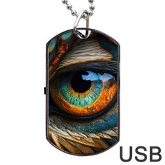 Eye Bird Feathers Vibrant Dog Tag Usb Flash (two Sides) by Hannah976