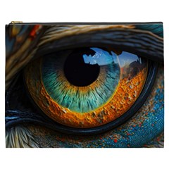 Eye Bird Feathers Vibrant Cosmetic Bag (xxxl) by Hannah976