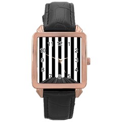 Stripes Geometric Pattern Digital Art Art Abstract Abstract Art Rose Gold Leather Watch  by Proyonanggan