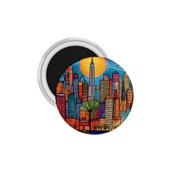 City New York Nyc Skyscraper Skyline Downtown Night Business Urban Travel Landmark Building Architec 1 75  Magnets by Posterlux