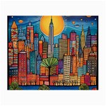 City New York Nyc Skyscraper Skyline Downtown Night Business Urban Travel Landmark Building Architec Small Glasses Cloth (2 Sides) Front