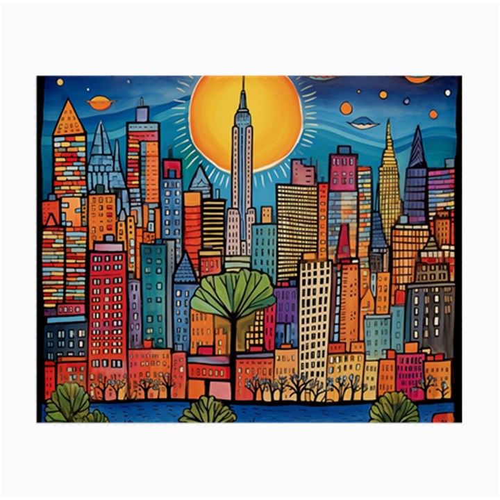 City New York Nyc Skyscraper Skyline Downtown Night Business Urban Travel Landmark Building Architec Small Glasses Cloth (2 Sides)