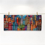 City New York Nyc Skyscraper Skyline Downtown Night Business Urban Travel Landmark Building Architec Hand Towel Front