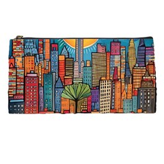 City New York Nyc Skyscraper Skyline Downtown Night Business Urban Travel Landmark Building Architec Pencil Case by Posterlux