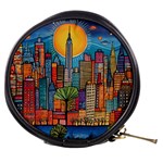 City New York Nyc Skyscraper Skyline Downtown Night Business Urban Travel Landmark Building Architec Mini Makeup Bag Front