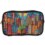 City New York Nyc Skyscraper Skyline Downtown Night Business Urban Travel Landmark Building Architec Toiletries Bag (Two Sides) Back