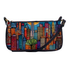 City New York Nyc Skyscraper Skyline Downtown Night Business Urban Travel Landmark Building Architec Shoulder Clutch Bag