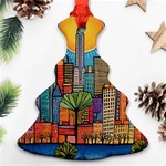 City New York Nyc Skyscraper Skyline Downtown Night Business Urban Travel Landmark Building Architec Christmas Tree Ornament (Two Sides) Back