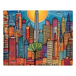 City New York Nyc Skyscraper Skyline Downtown Night Business Urban Travel Landmark Building Architec Two Sides Premium Plush Fleece Blanket (Large) 80 x60  Blanket Back