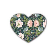 Spring Design With Watercolor Flowers Rubber Heart Coaster (4 Pack) by AlexandrouPrints