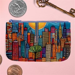 City New York Nyc Skyscraper Skyline Downtown Night Business Urban Travel Landmark Building Architec Large Coin Purse