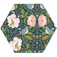 Spring Design With Watercolor Flowers Wooden Puzzle Hexagon by AlexandrouPrints